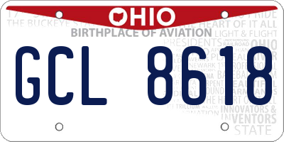 OH license plate GCL8618