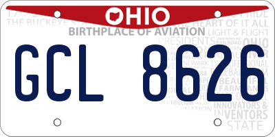 OH license plate GCL8626