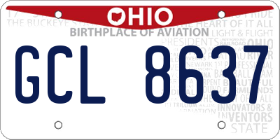 OH license plate GCL8637