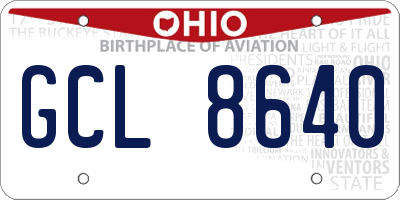 OH license plate GCL8640