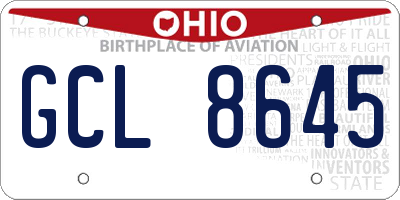 OH license plate GCL8645