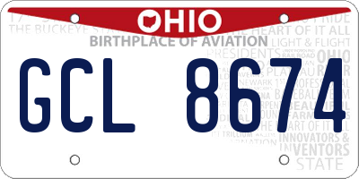 OH license plate GCL8674