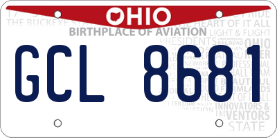 OH license plate GCL8681