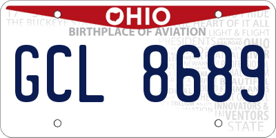 OH license plate GCL8689