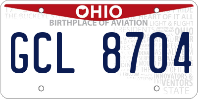 OH license plate GCL8704