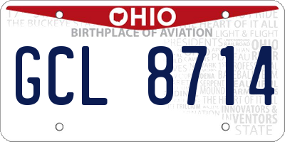 OH license plate GCL8714
