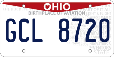 OH license plate GCL8720