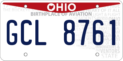 OH license plate GCL8761