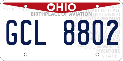 OH license plate GCL8802