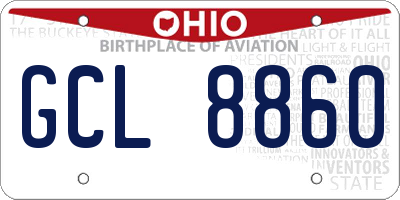 OH license plate GCL8860