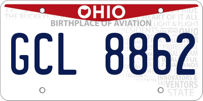 OH license plate GCL8862