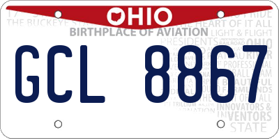 OH license plate GCL8867