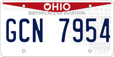 OH license plate GCN7954