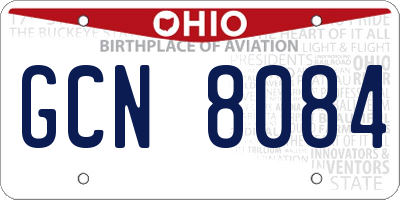 OH license plate GCN8084