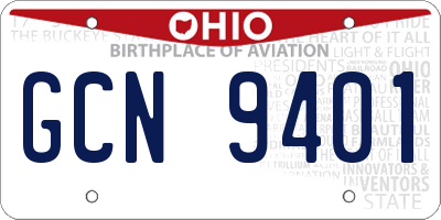OH license plate GCN9401