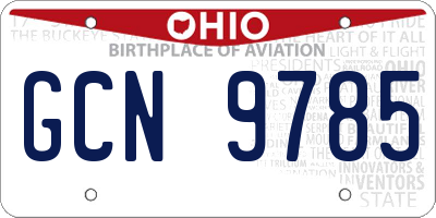 OH license plate GCN9785