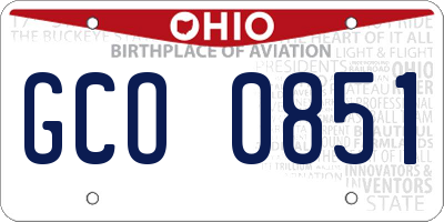 OH license plate GCO0851