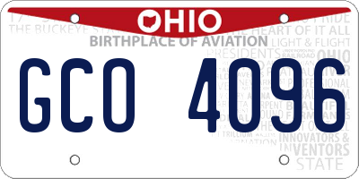 OH license plate GCO4096