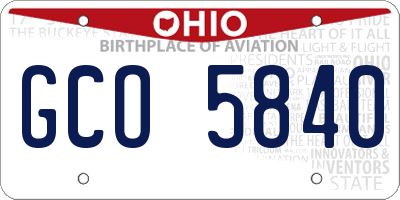 OH license plate GCO5840