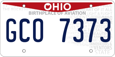 OH license plate GCO7373