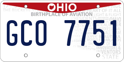 OH license plate GCO7751