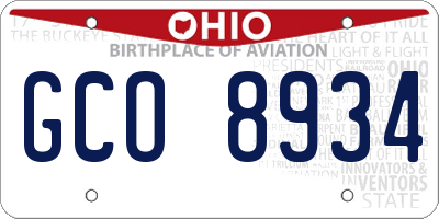 OH license plate GCO8934