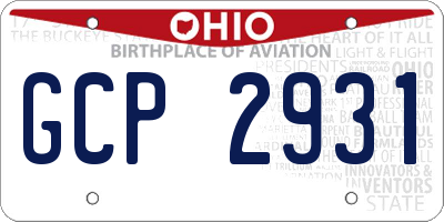 OH license plate GCP2931