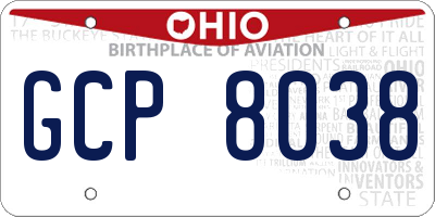 OH license plate GCP8038