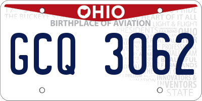 OH license plate GCQ3062