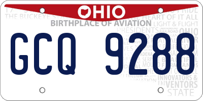 OH license plate GCQ9288