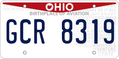 OH license plate GCR8319