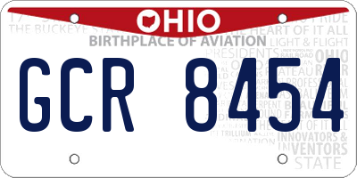 OH license plate GCR8454