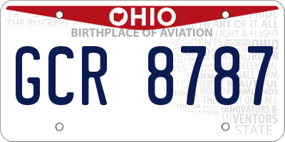 OH license plate GCR8787
