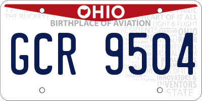 OH license plate GCR9504