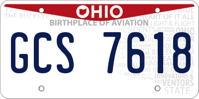 OH license plate GCS7618