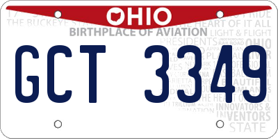 OH license plate GCT3349