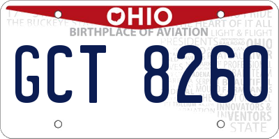 OH license plate GCT8260