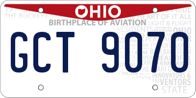 OH license plate GCT9070