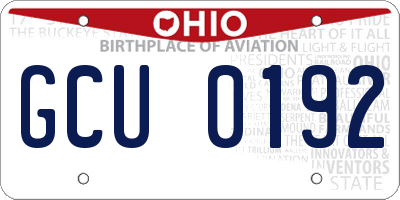 OH license plate GCU0192