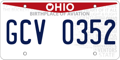 OH license plate GCV0352