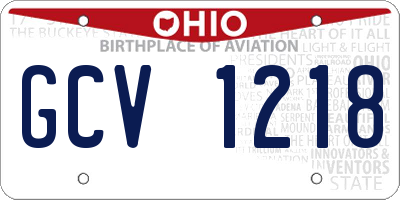 OH license plate GCV1218