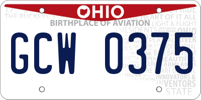 OH license plate GCW0375