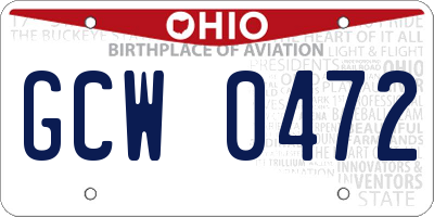 OH license plate GCW0472