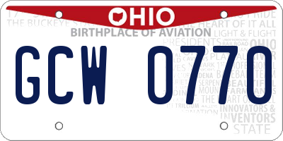 OH license plate GCW0770