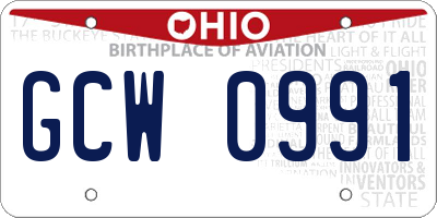 OH license plate GCW0991