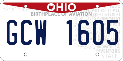 OH license plate GCW1605