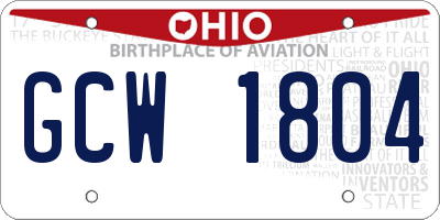 OH license plate GCW1804