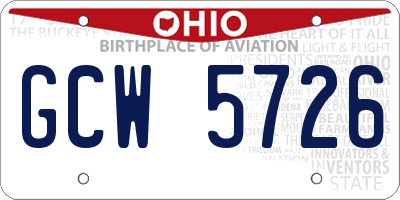 OH license plate GCW5726