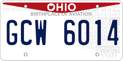 OH license plate GCW6014