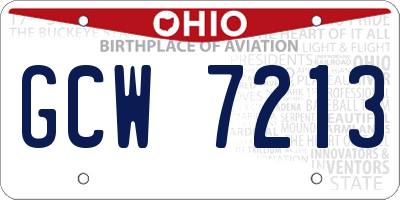 OH license plate GCW7213